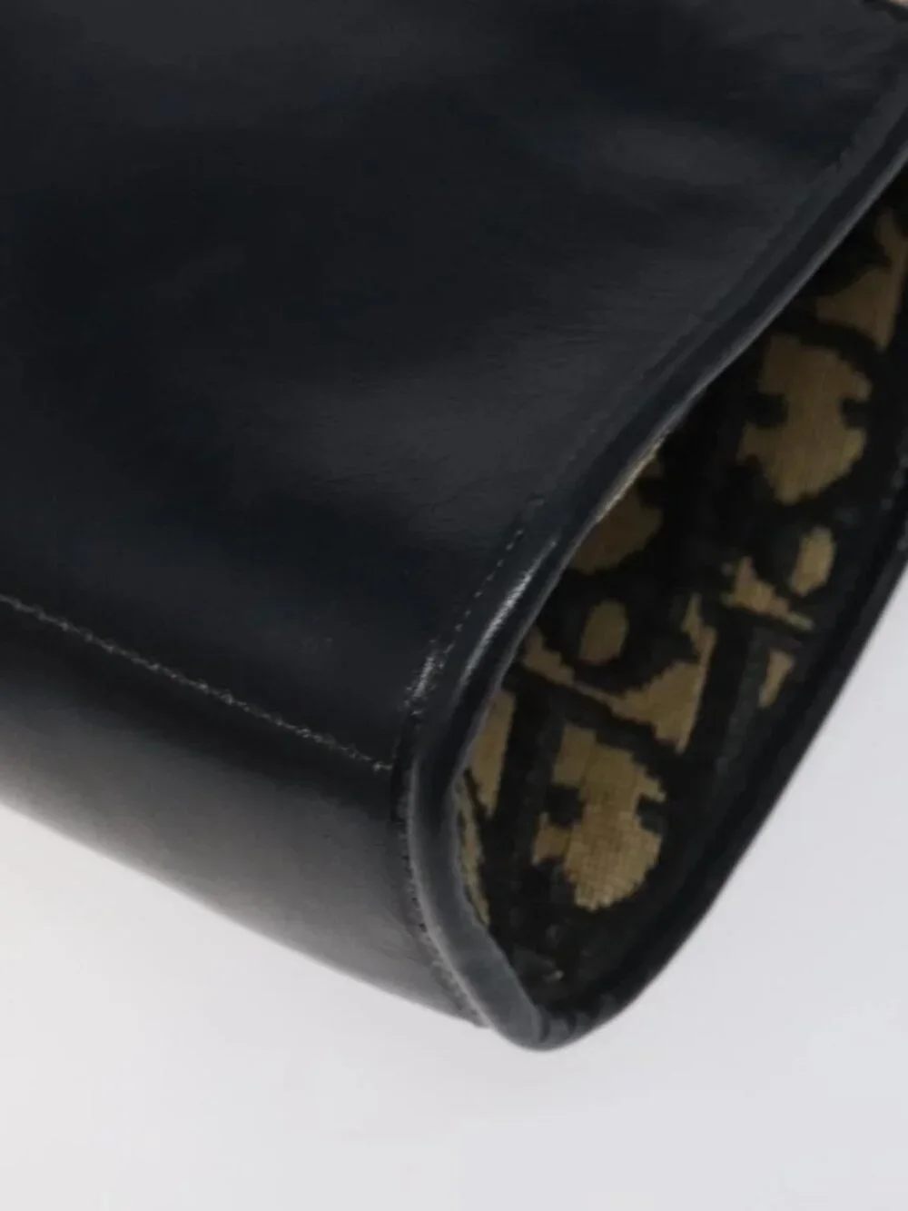 Christian Dior Trotter Canvas Hand Bag Navy Gold Auth MX415 - Picture 15 of 16